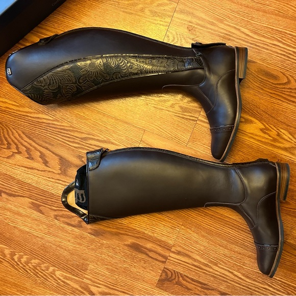 Kingsley ladies 39 brown leather dress boots tooling - Picture 3 of 8